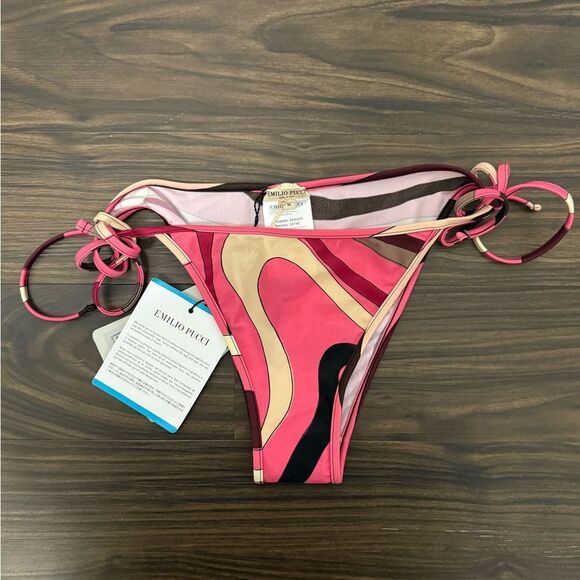 NWT Emilio Pucci Women's Marmo-Print Pink Patterned Swim Bottom size Medium - Picture 1 of 5